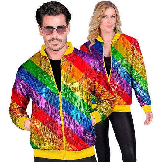 Party Fashion Bomber  Rainbow Sequin Bomber 