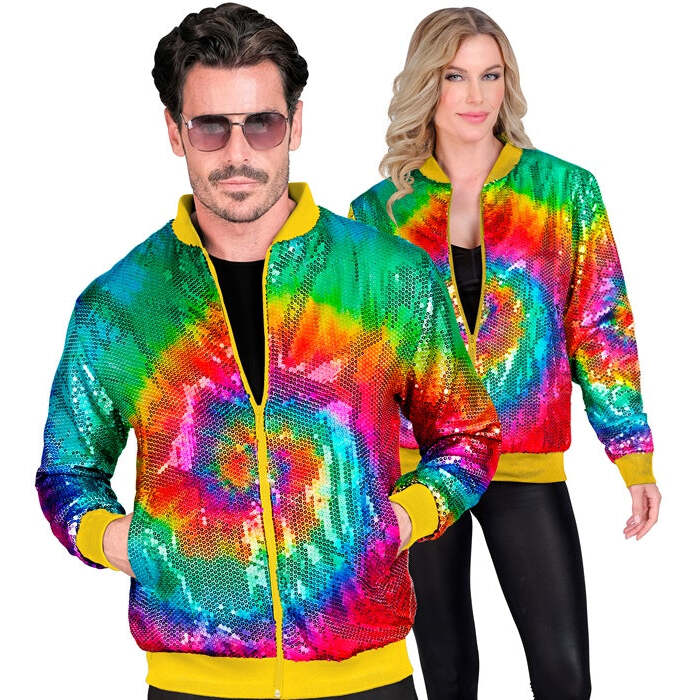 Party Fashion Bomber  Tie Dye Sequin Bomber 