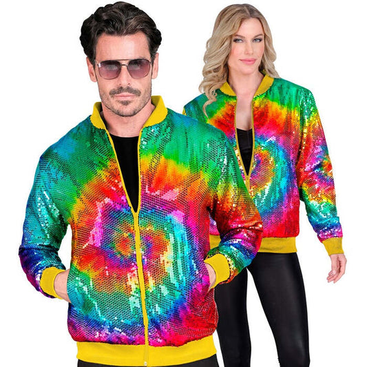 Party Fashion Bomber  Tie Dye Sequin Bomber 