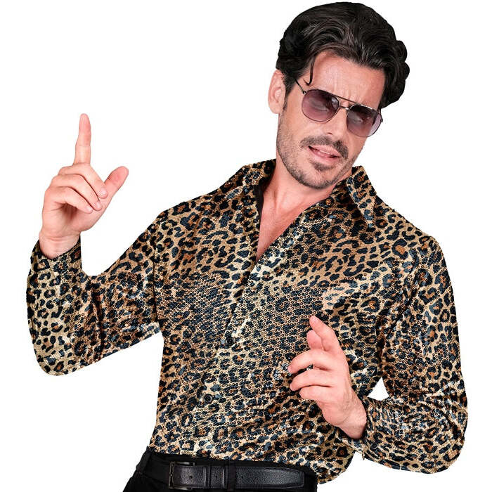 Party Fashion Shirt  Animalier Leopard Sequin Shirt 