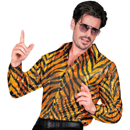 Party Fashion Shirt  Animalier Tiger Sequin Shirt 