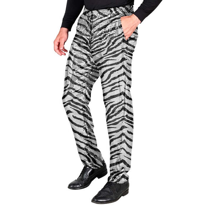 Party Fashion Pants  Animalier Zebra Sequin Pants 