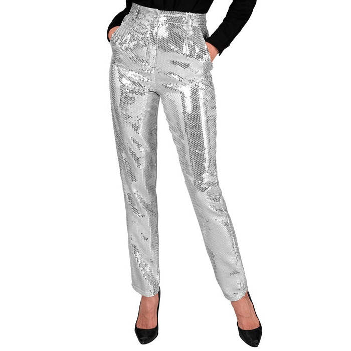 Party Fashion Pants  Silver Sequin Pants 