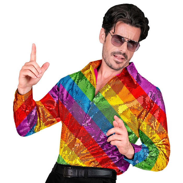 Party Fashion Shirt  Rainbow Sequin Shirt 