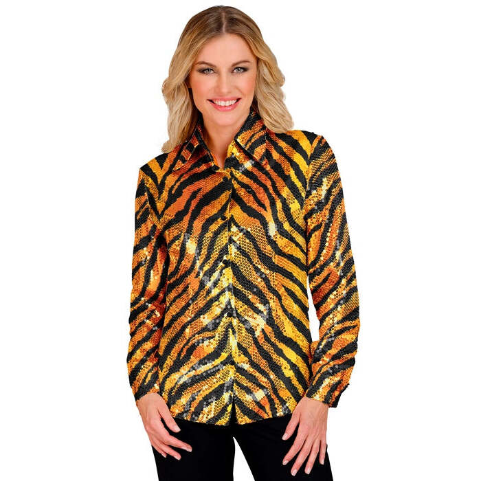 Party Fashion Shirt  Animalier Tiger Sequin Shirt 