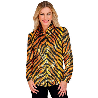 Party Fashion Shirt  Animalier Tiger Sequin Shirt 