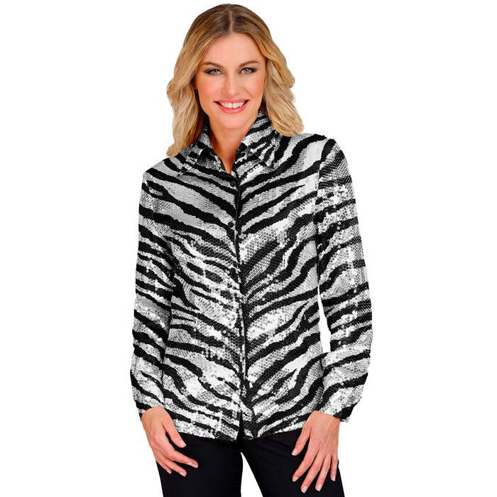 Party Fashion Shirt  Animalier Zebra Sequin Shirt 