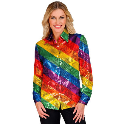 Party Fashion Shirt  Rainbow Sequin Shirt 
