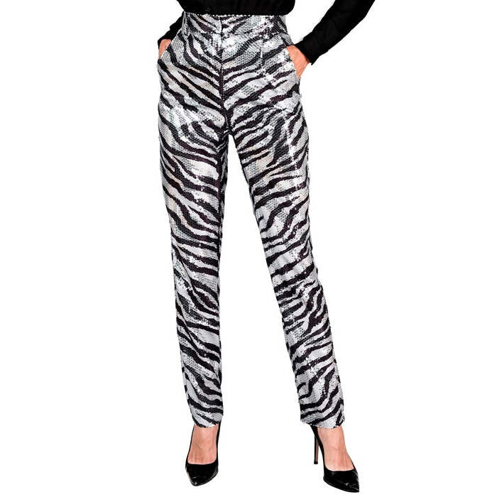Party Fashion Pants  Animalier Zebra Sequin Pants 