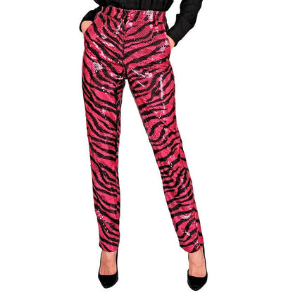 Party Fashion Pants  Pink Animalier Sequin Pants 