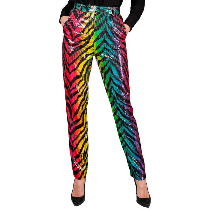 Party Fashion Pants  Rainbow Animalier Tiger Sequin Pants 