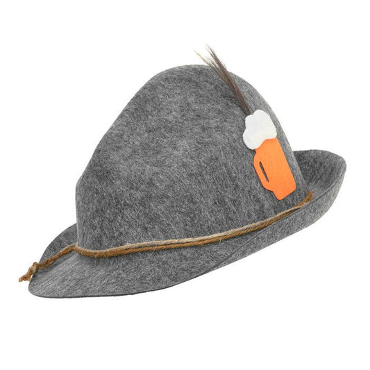 Bavarian Hat With Beer Mug & Feathers Deluxe Soft Felt
