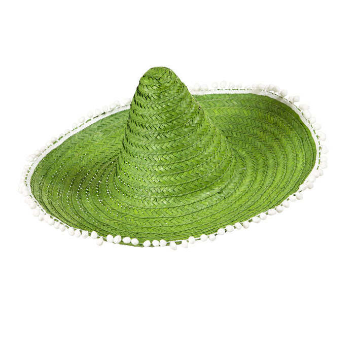 Green Sombrero With Pom Poms 50 Cm