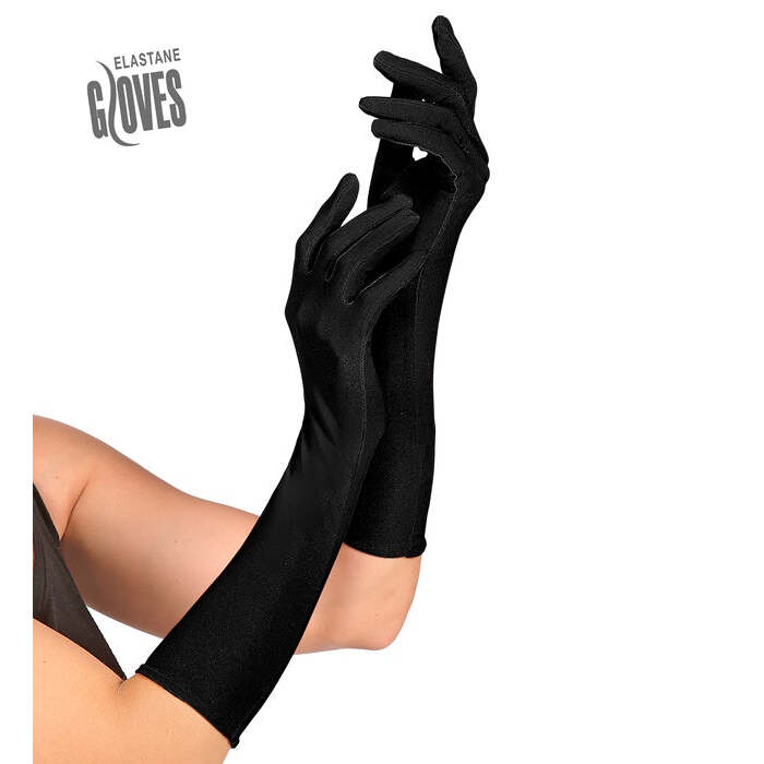 Black Long Elastane Gloves 40 Cm - Suitable Also For Man