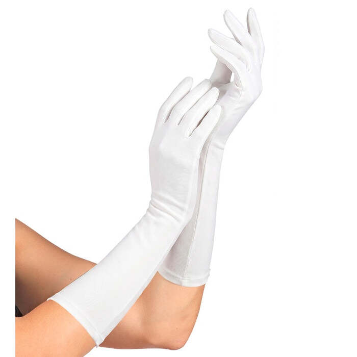 White Long Elastane Gloves 40 Cm - Suitable Also For Man