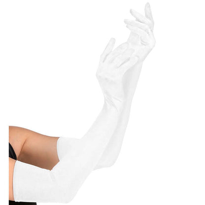 White Long Elastane Gloves 60 Cm - Suitable Also For Man