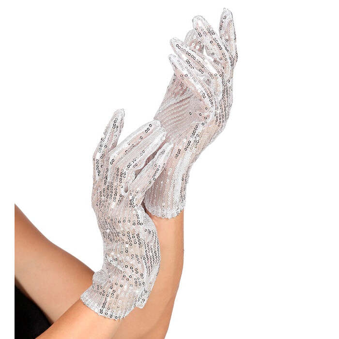 Silver Sequin Gloves