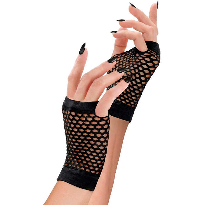 Black Fingerless Fishnet Gloves