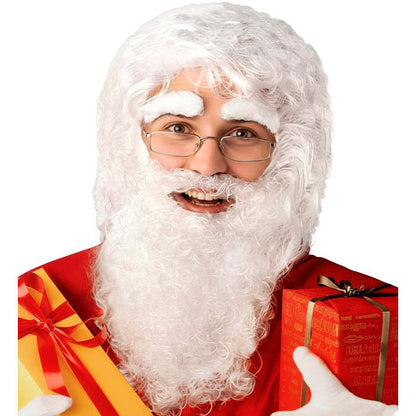 Santa Claus Wig With Beard & Moustache, Eyebrows In Polybag