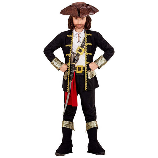 Pirate Captain  Coat, Shirt, Pants, Belt, Sword Sash With Buckle, Hat, Boot Covers 