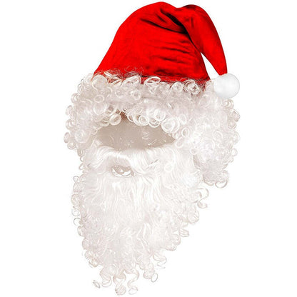 Santa Claus Hat With Hair, Beard & Eyebrows In Polybag