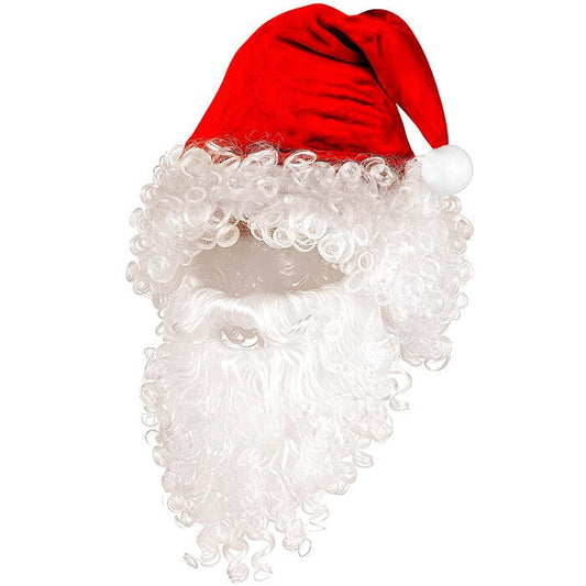 Santa Claus Hat With Hair, Beard & Eyebrows In Polybag