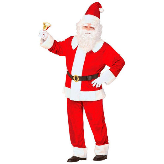 Super Deluxe Santa Claus Velvet  Jacket, Pants And Hat With Plush Trim, Belt With Buckle 