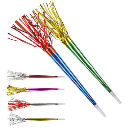 Set Of 2 Sounding Metallic Trumpets Abt. 35 Cm - Colors Ass.