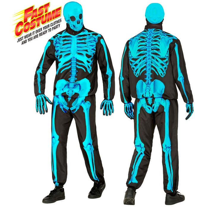 Neon Skeleton Fast Costume  Jacket, Pants, Gloves, Mask 