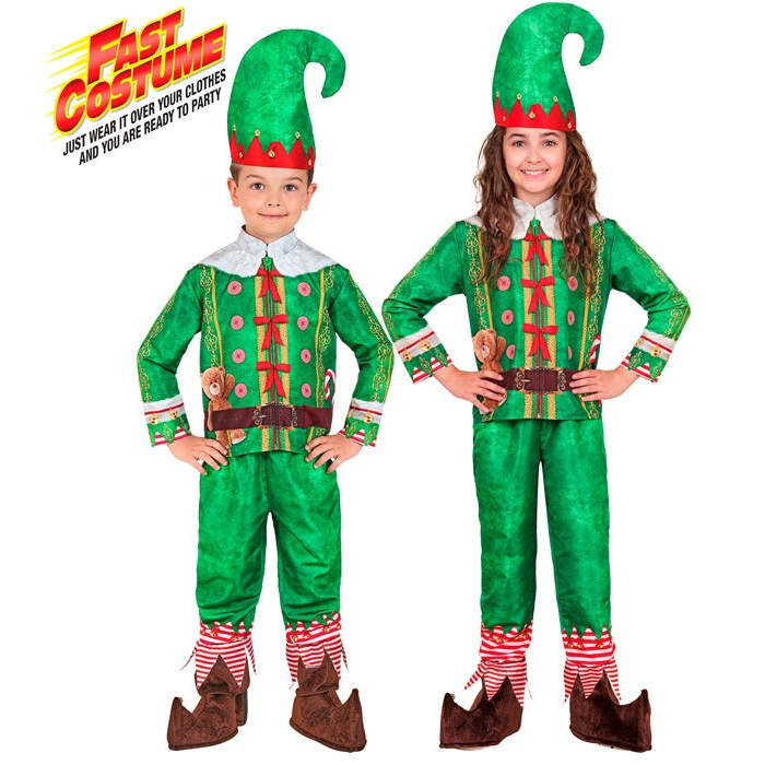 Santa'S Little Helper Elf Fast Costume  Jacket, Pants, Hat 