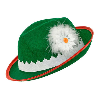 Tyrolean Hat With Edelweiss & Feathers Felt