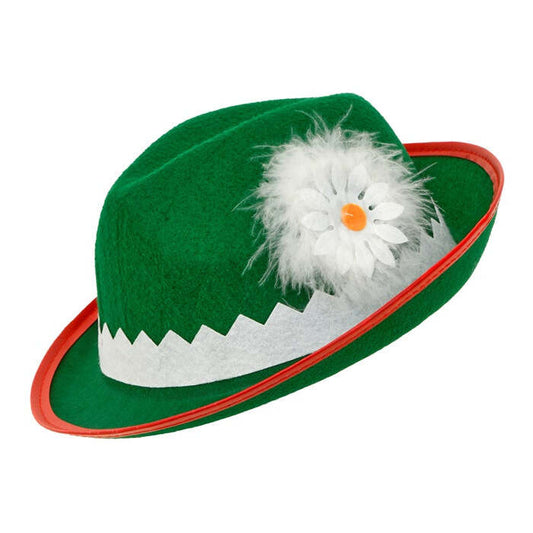 Tyrolean Hat With Edelweiss & Feathers Felt