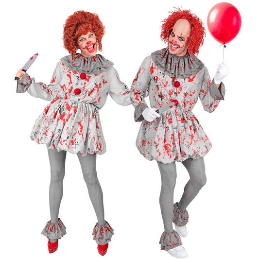 Vintage Horror Clown  Dress, Ruff, Shoe Covers 