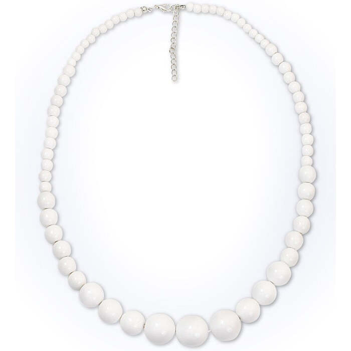 70S Beaded Necklace White