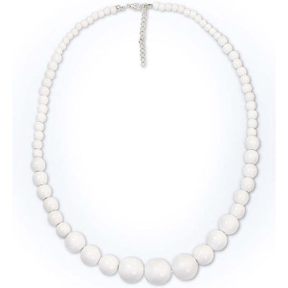 70S Beaded Necklace White