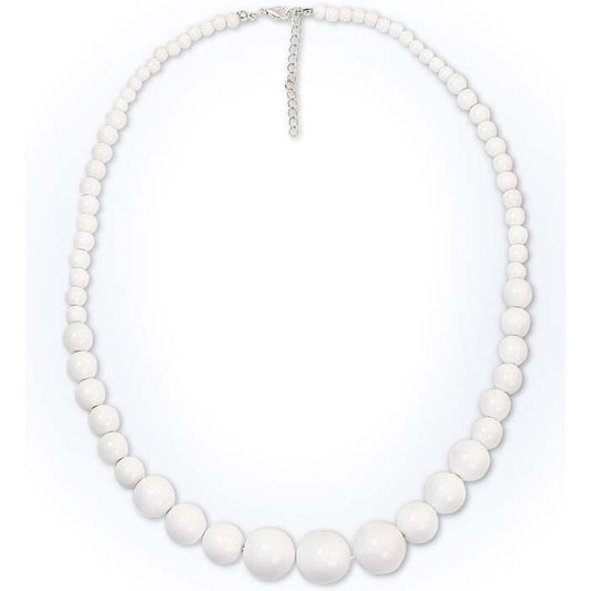70S Beaded Necklace White