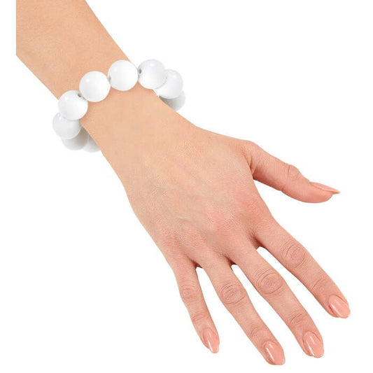 70S Beaded Bracelet White