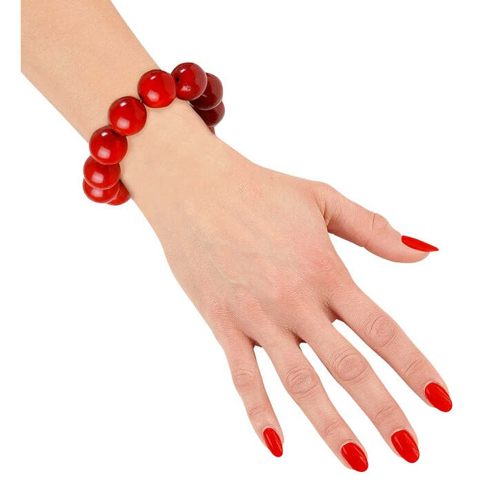 70S Beaded Bracelet Red