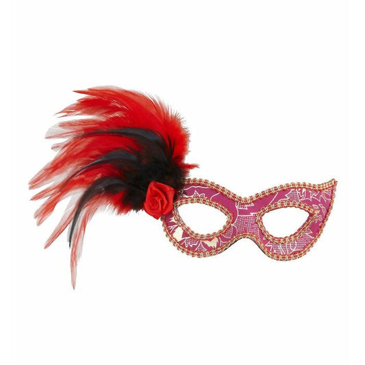 Pink Eyemasks With Rose, Feathers& Gold Accents