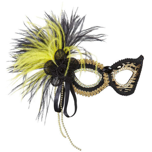 Tiger Eyemasks With Gem, Sequin Rose & Feathers
