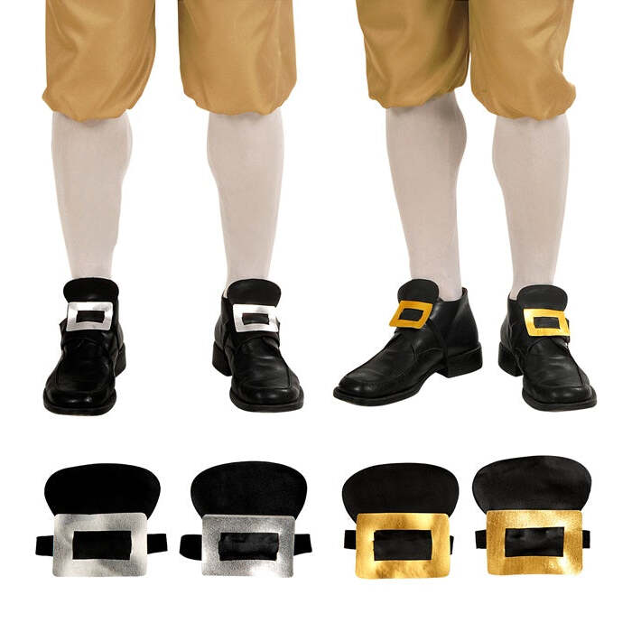 Shoe Buckles Leatherlook - 2 Colors Ass.: 8 Gold & 4 Silver