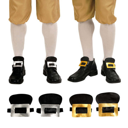 Shoe Buckles Leatherlook - 2 Colors Ass.: 8 Gold & 4 Silver