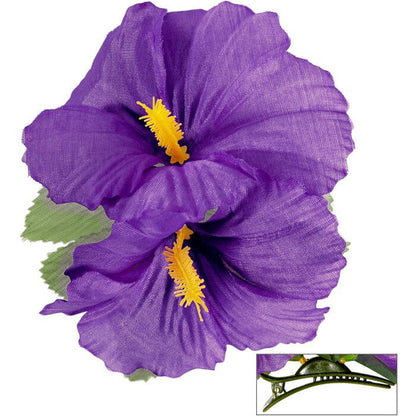2 Purple Hibiscus Flowers Hair Clip