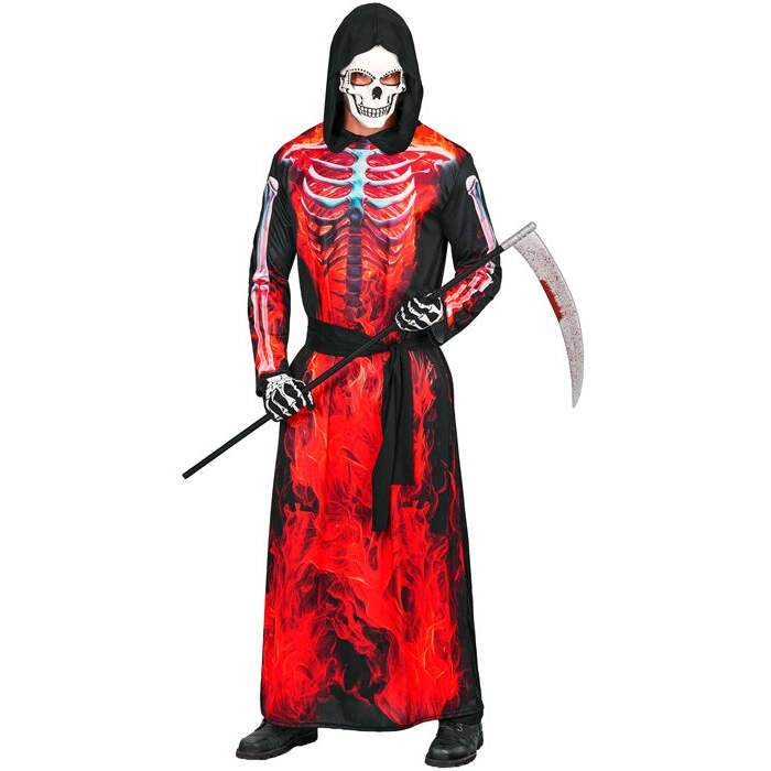 Burning Grim Reaper  Hooded Robe, Mask, Belt 