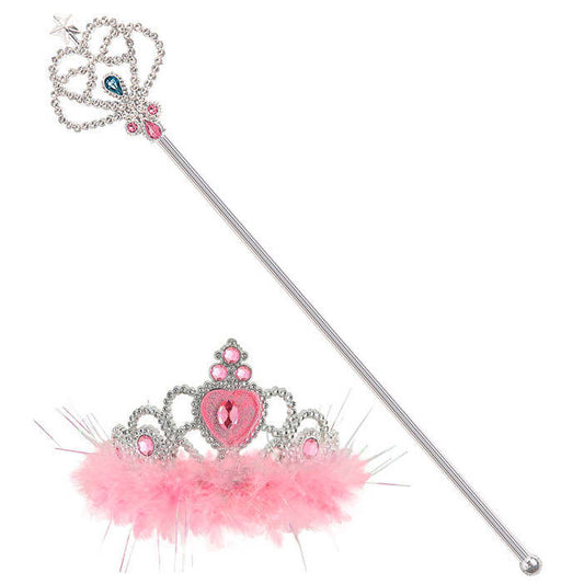 Tiara With Marabou & Magic Wand Pink
