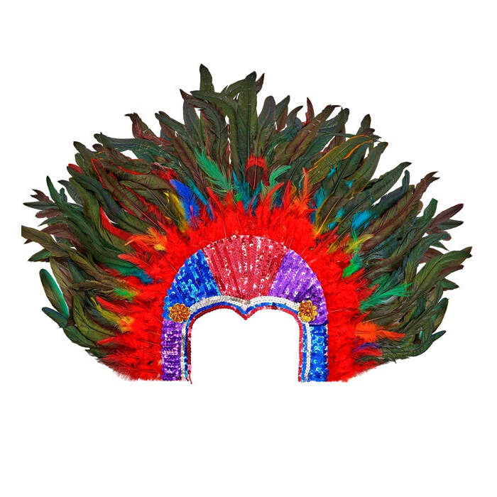 Tropicana Sequin Headdress With Multicolor Feathers