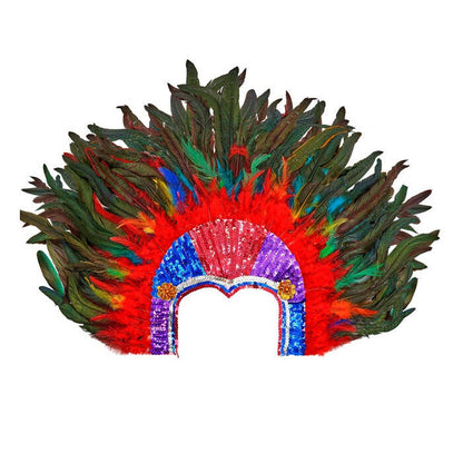 Tropicana Sequin Headdress With Multicolor Feathers