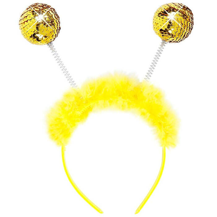 Gold Sequin Head Bopper With Marabou