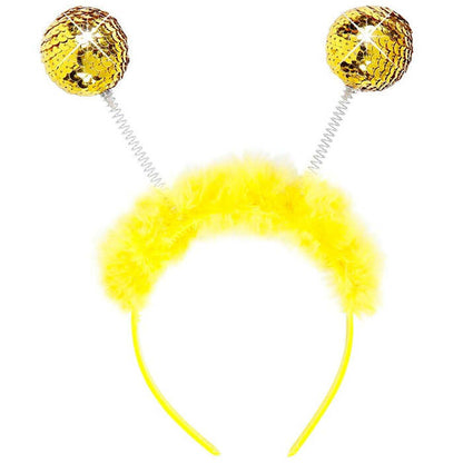 Gold Sequin Head Bopper With Marabou