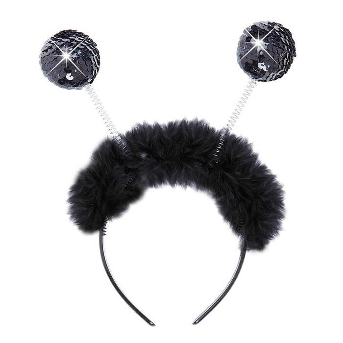 Black Sequin Head Bopper With Marabou